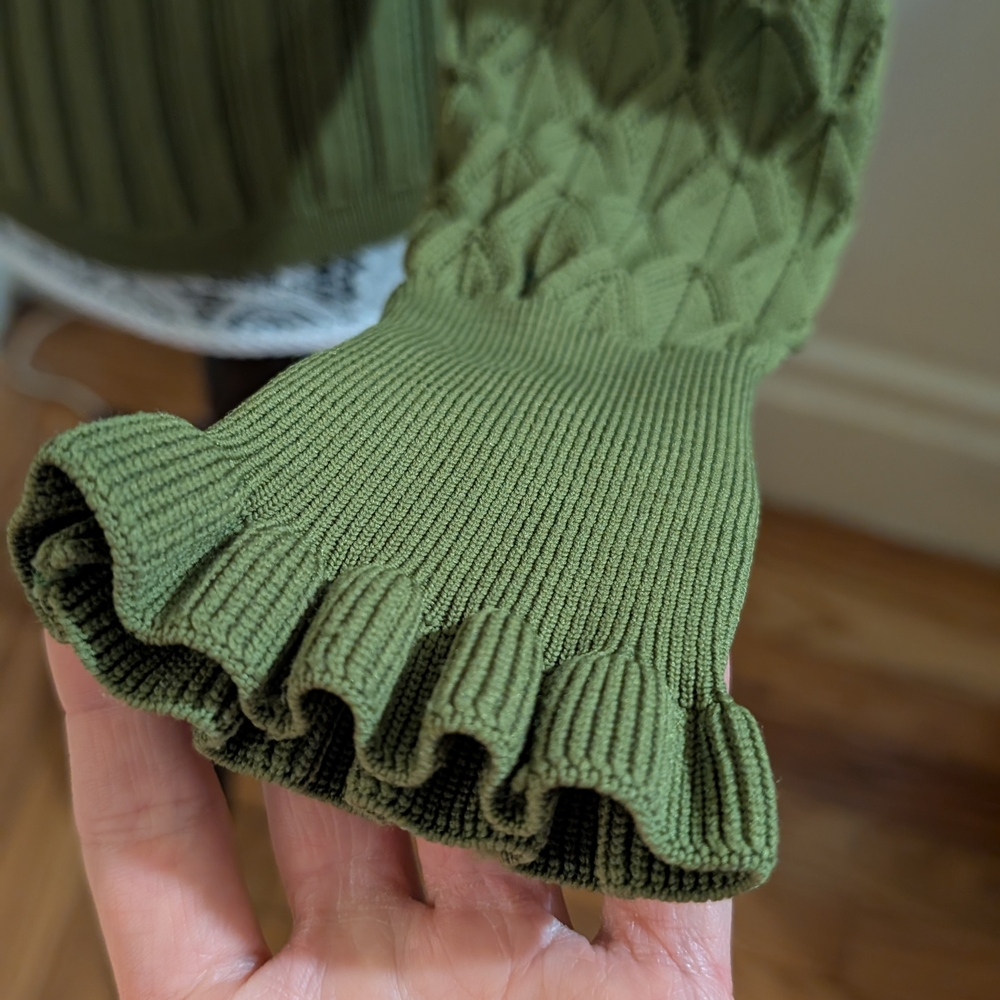 Green Ribbed Knit Sweater - Picture 10 of 10